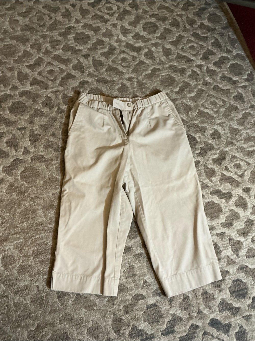 Appleseed's Light Beige Cropped Pull-On Chino Pants